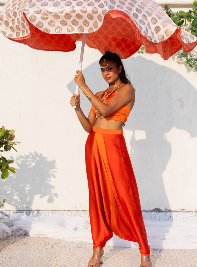 Sunburnt dhoti with halter neck top