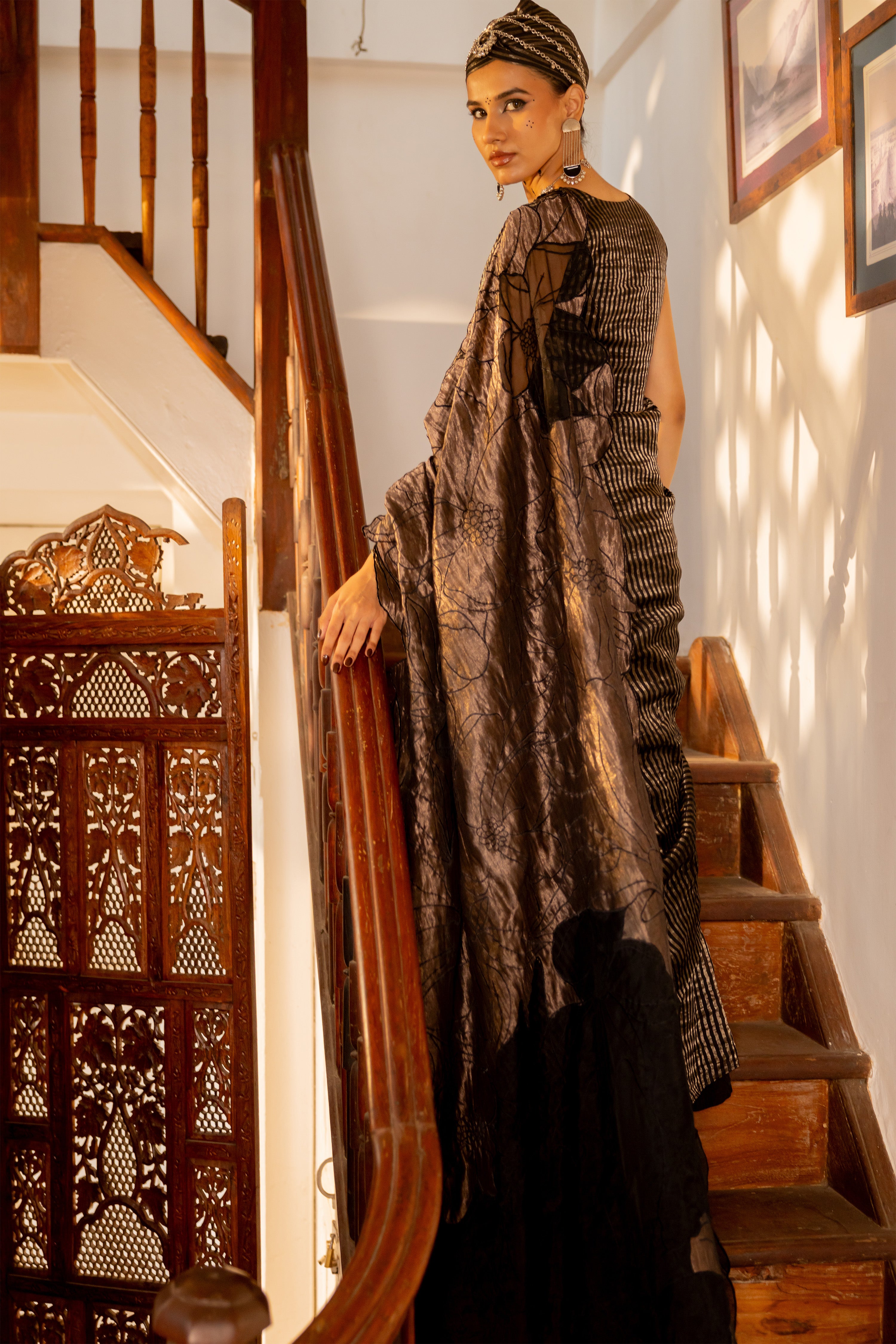 Black pre draped saree (Kali)