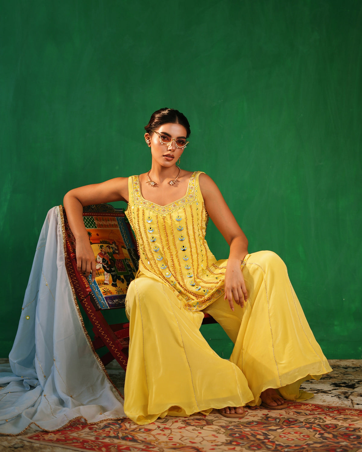 Yellow Ghungroo Heavy Suit Set (Set of 3)