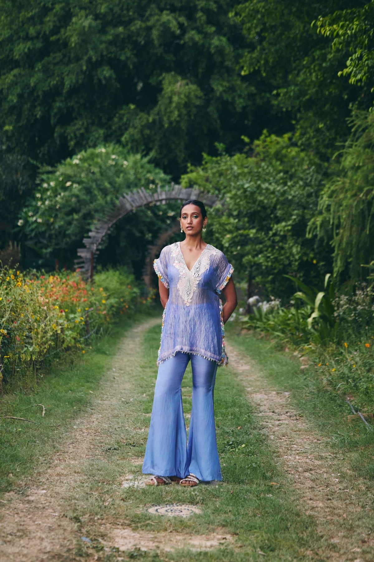 KAFTAAN  PAIRED BLOUSE AND BELL BOTTOM PANT
