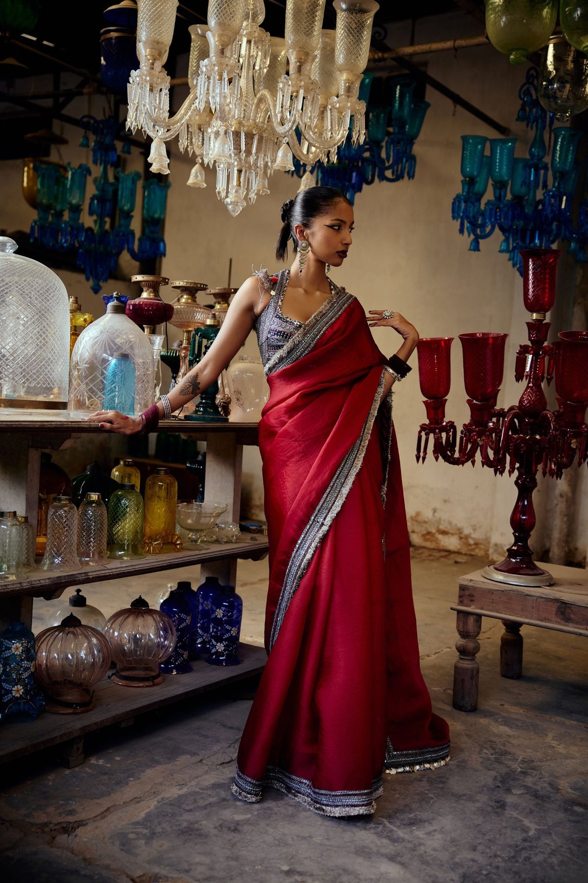 ORGANZA SAREE AND PETTICOAT