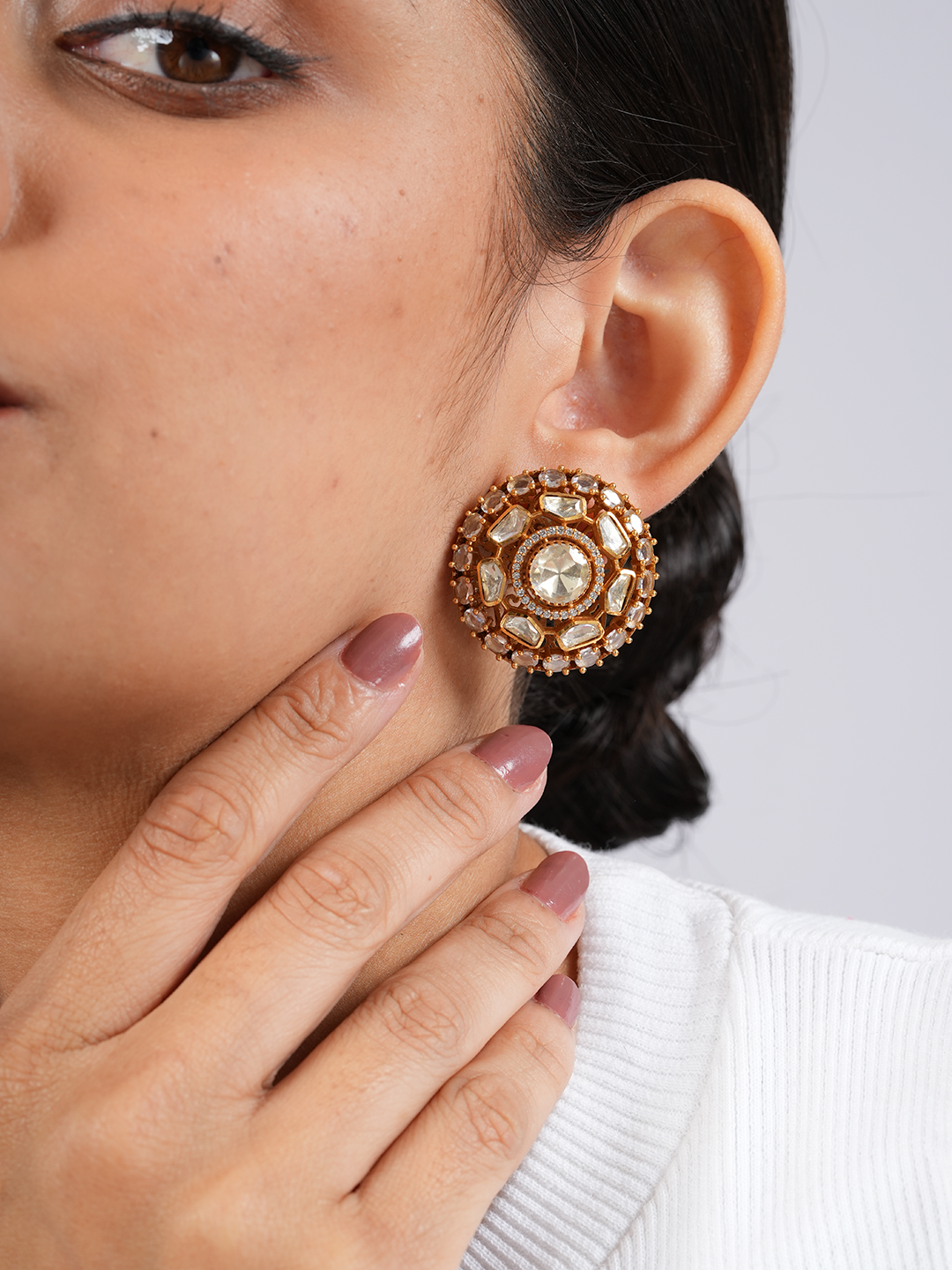 Noir Polki Studs