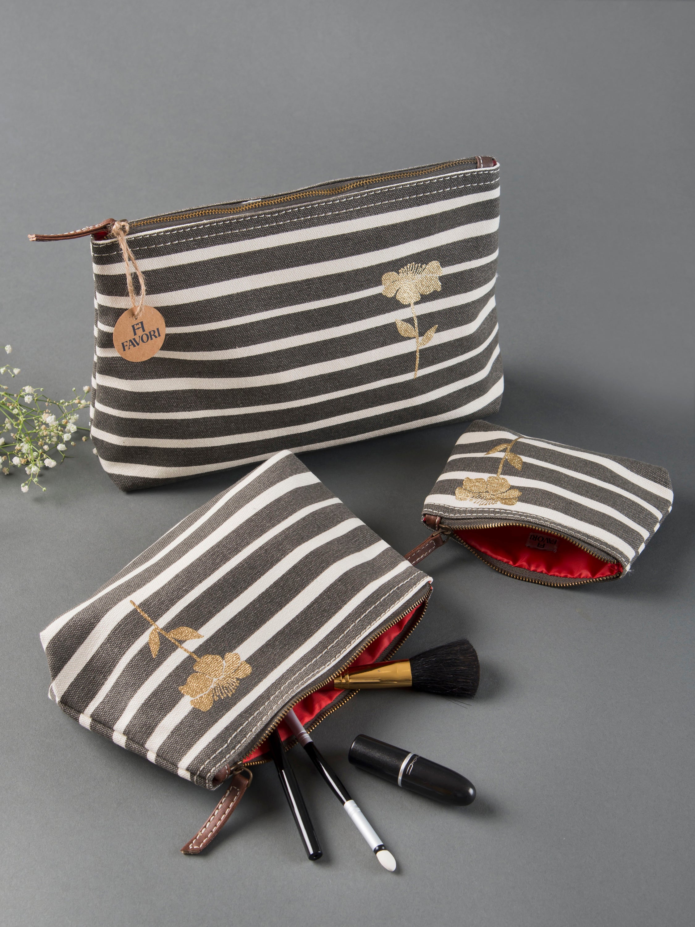 Retro stripe utility case- pack of 3