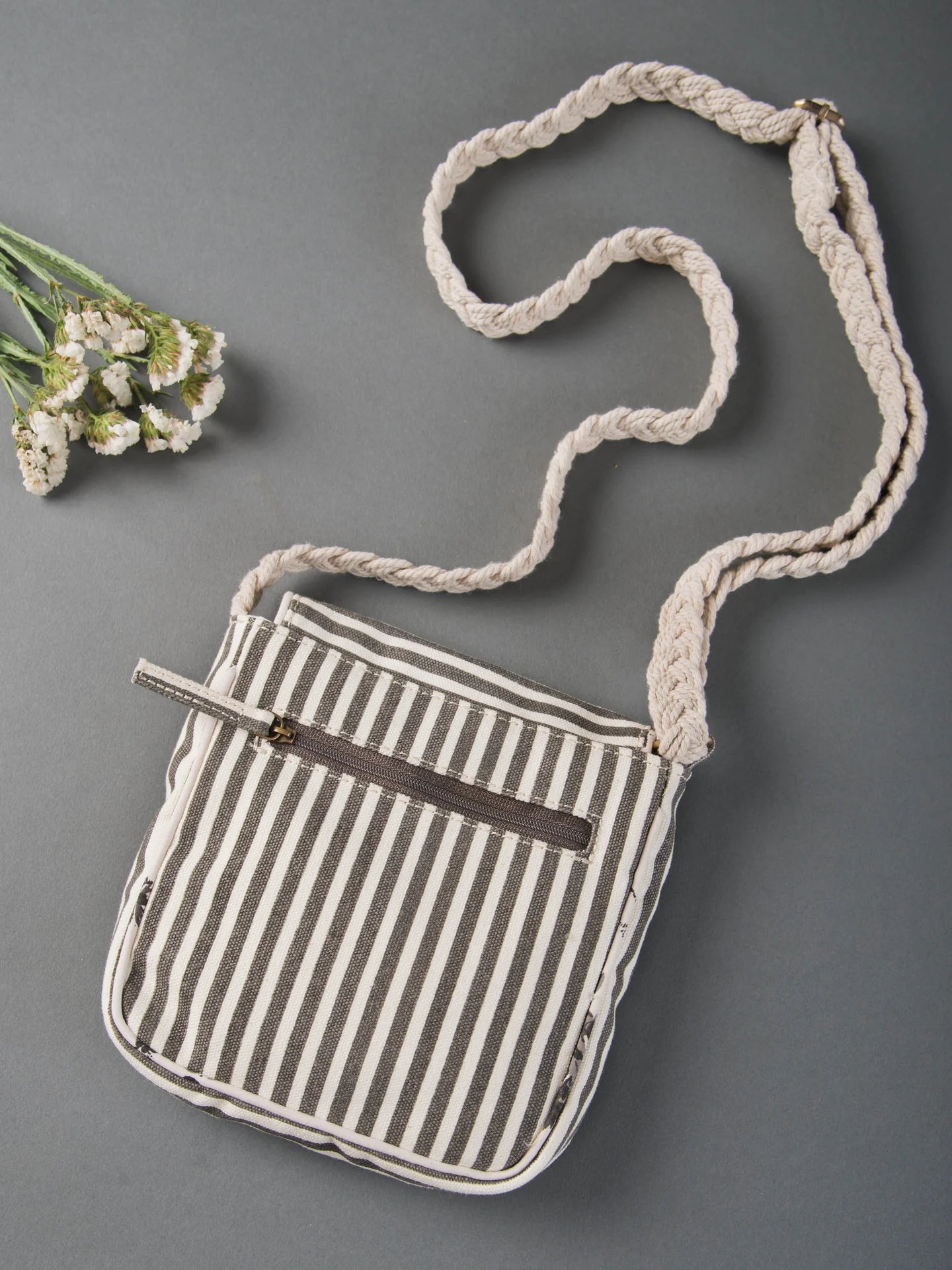 Retro stripe ladies sling bag