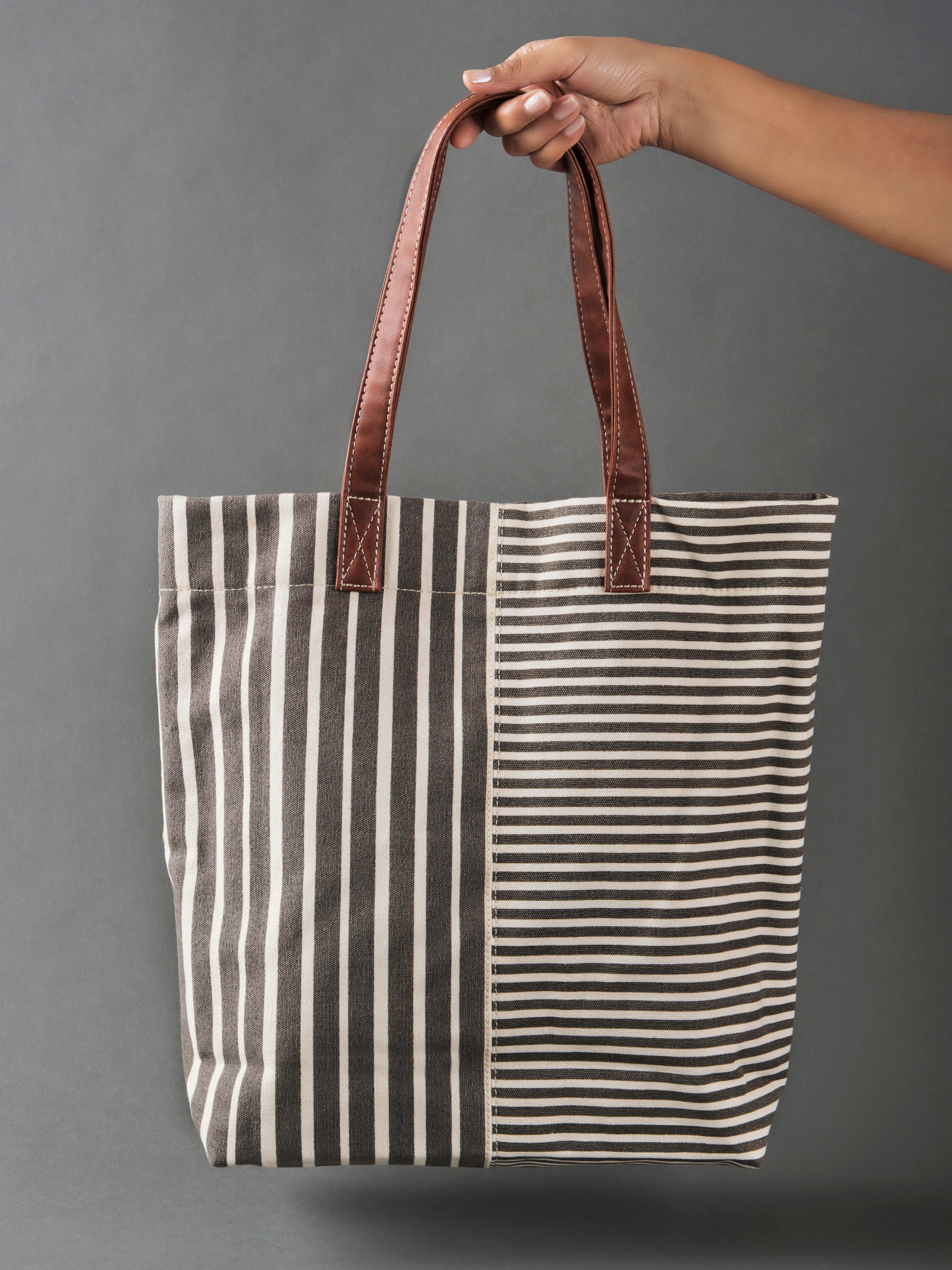 Retro stripe ladies tote bag
