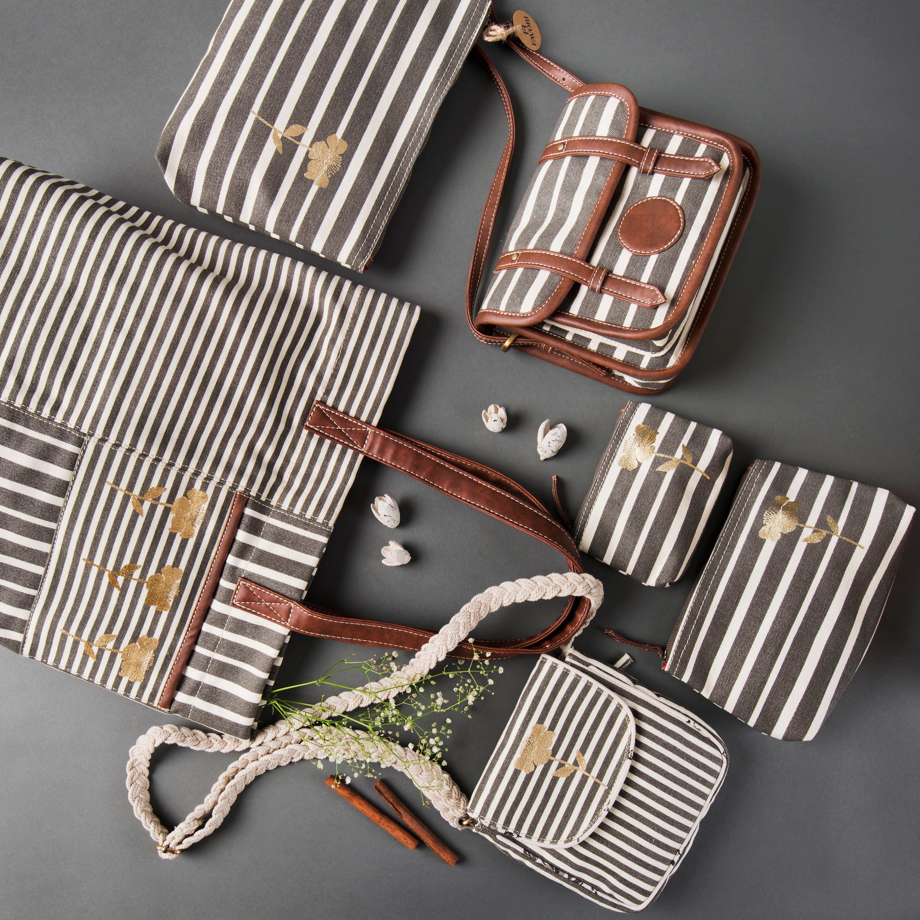 Retro stripe ladies tote bag