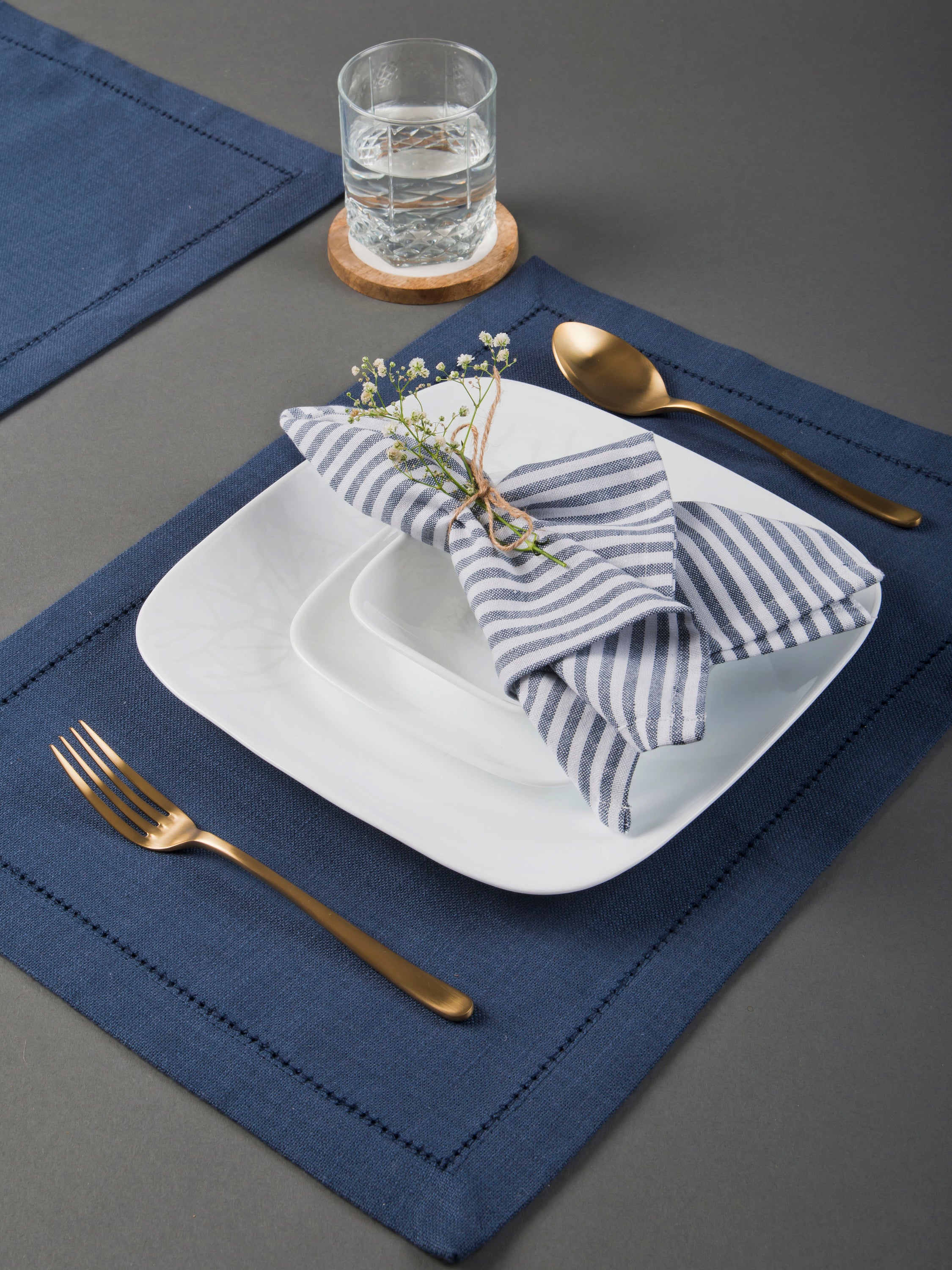 Navy Noveau Placemat and Napkin set of 4 each