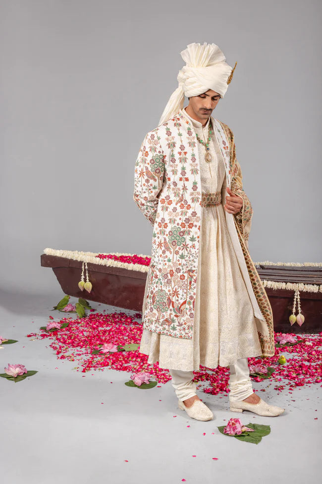 RANGREZ IVORY SHERWANI SET