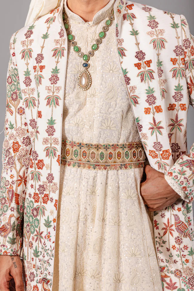 RANGREZ IVORY SHERWANI SET
