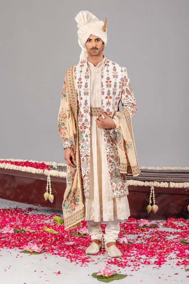 RANGREZ IVORY SHERWANI SET