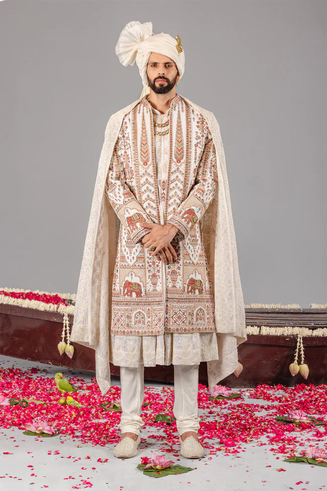 HATHIMAHAL IVORY SHERWANI SET