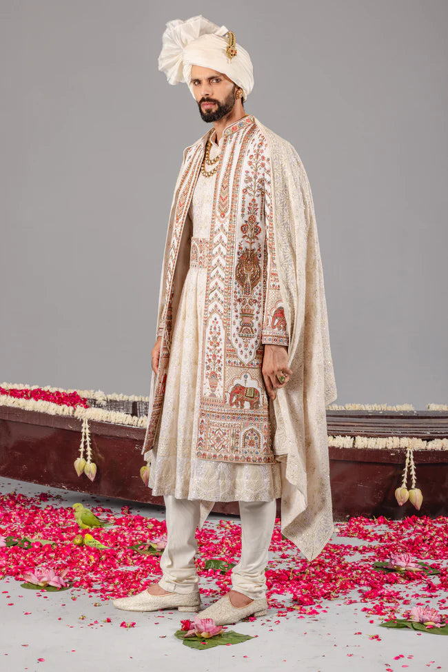 HATHIMAHAL IVORY SHERWANI SET