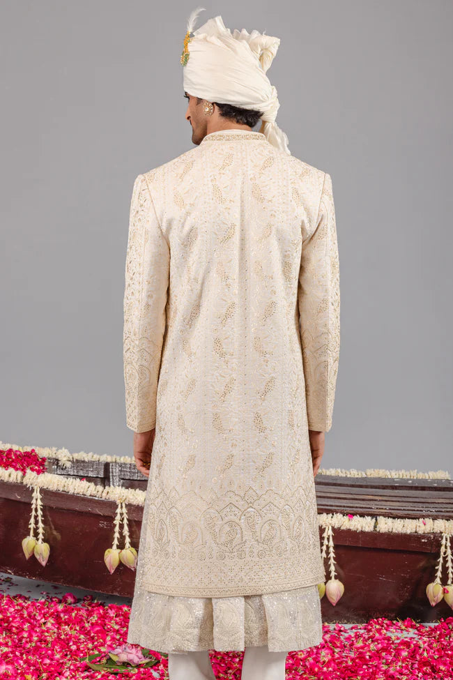 SUFI  SONCHIDIYA IVORY SHERWANI SET