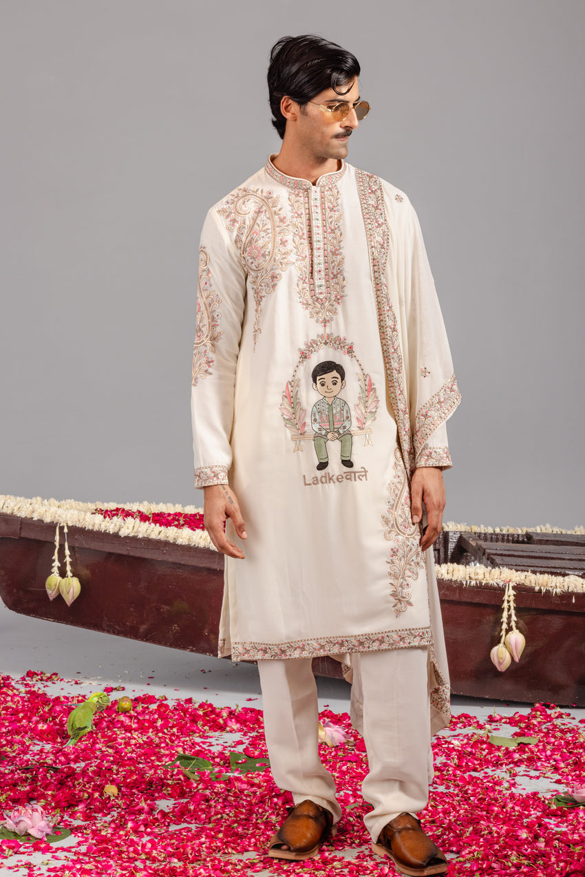 LADKIWALE CREAM KURTA SET