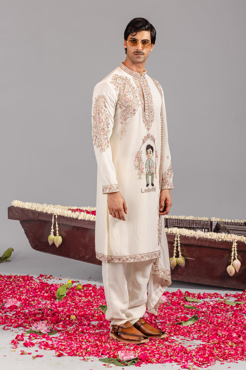 LADKIWALE CREAM KURTA SET