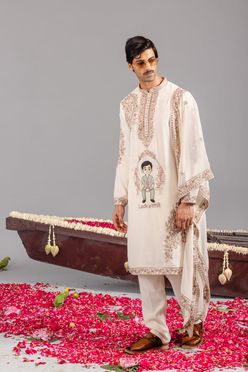 LADKIWALE CREAM KURTA SET
