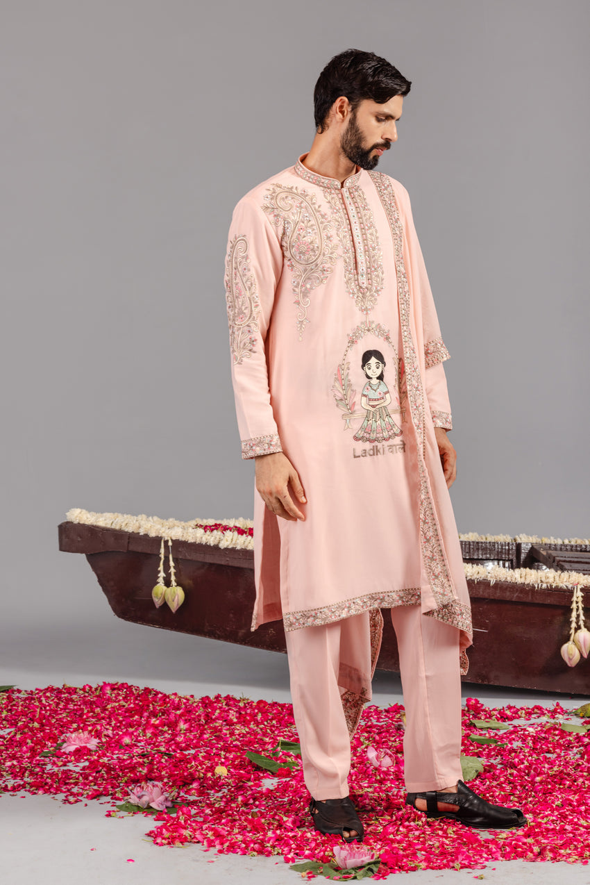 LADKIWALE PINK KURTA SET