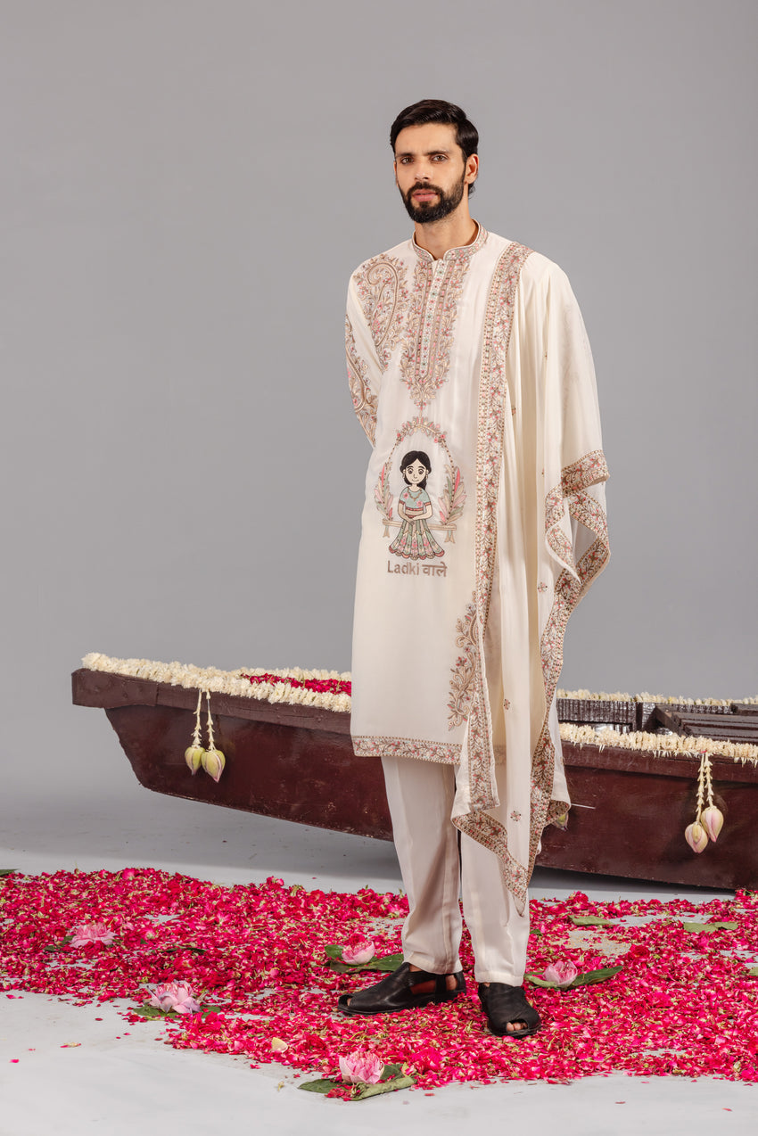 LADKEWALE CREAM KURTA SET