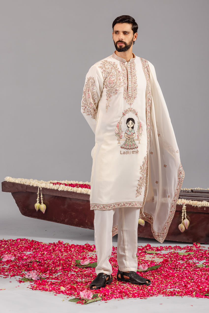 LADKEWALE CREAM KURTA SET