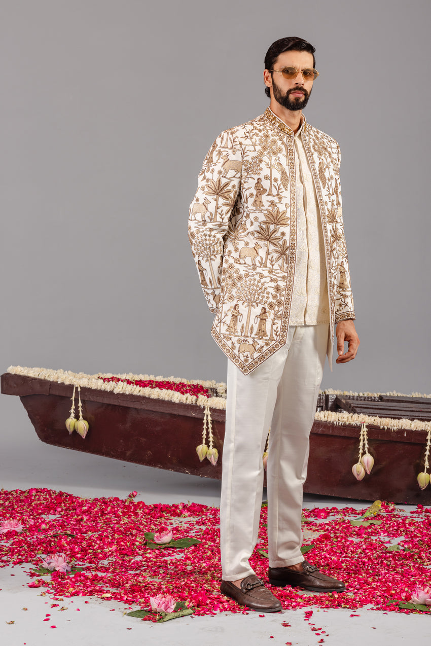 PICHWAI  IVORY JODHPURI SET