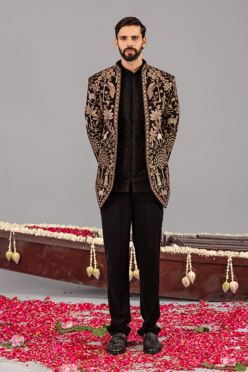 PICHWAI BLACK JODHPURI SET