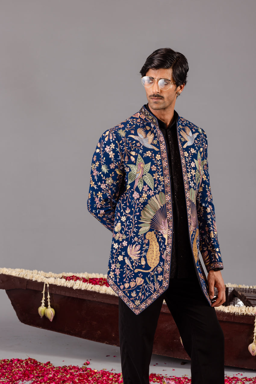 SHAHIBAGH NAVY BLUE JODHPURI SET