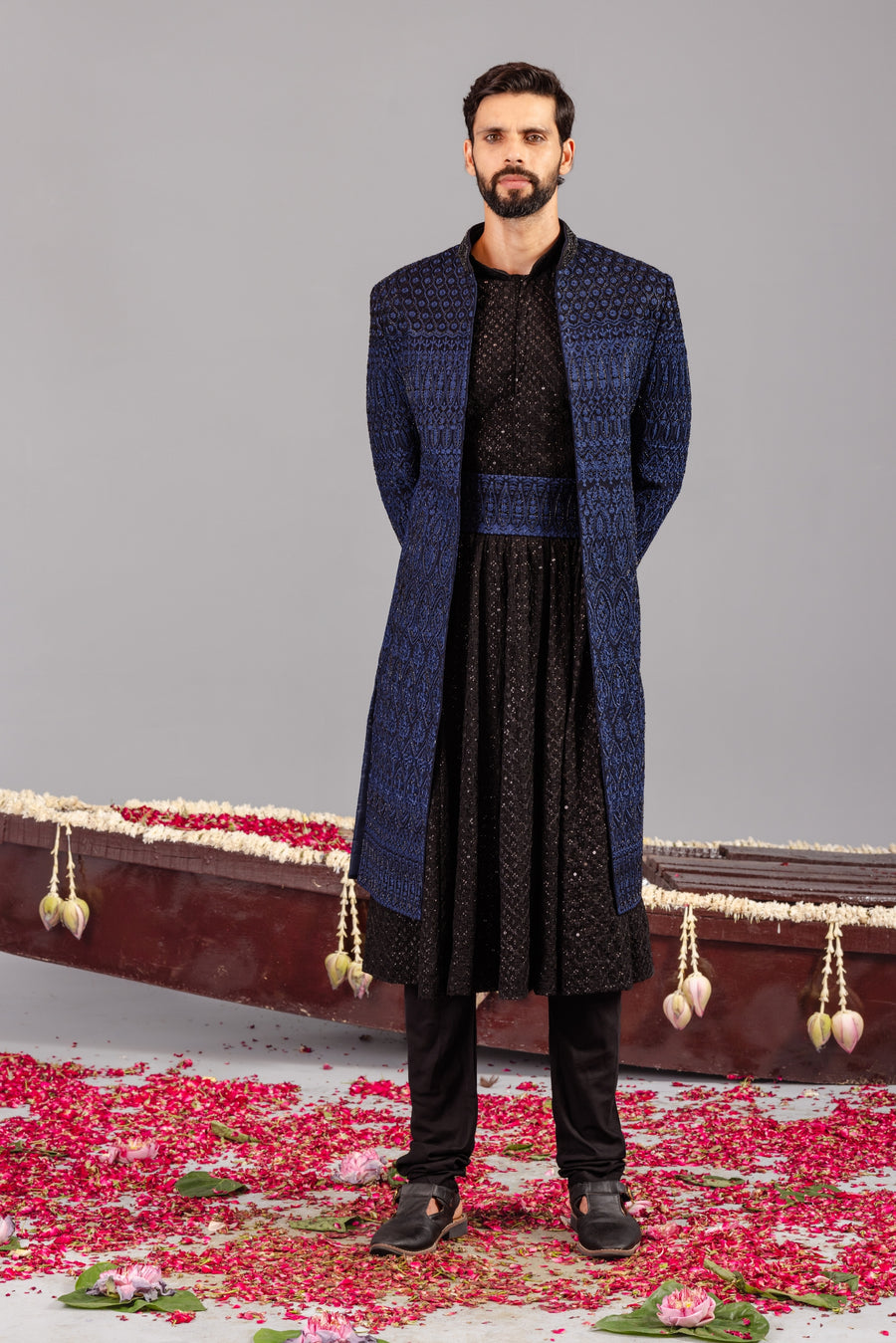 SUFI BLUE SHERWANI SET