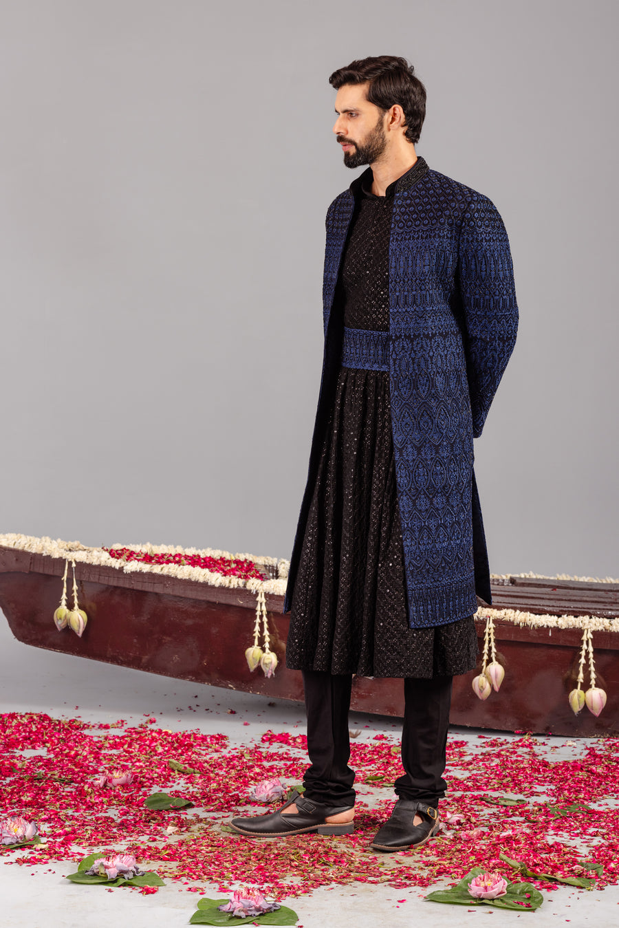 SUFI BLUE SHERWANI SET
