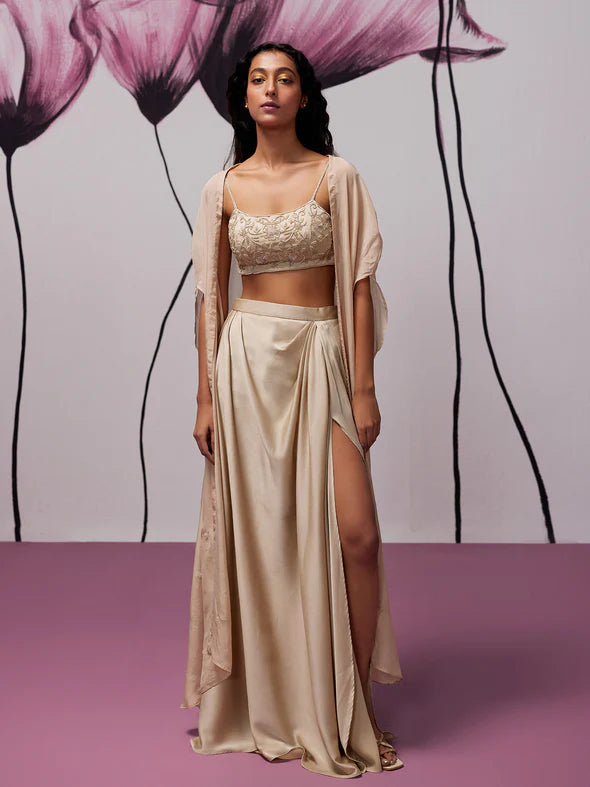 Midnight Beige Jacket Skirt Set