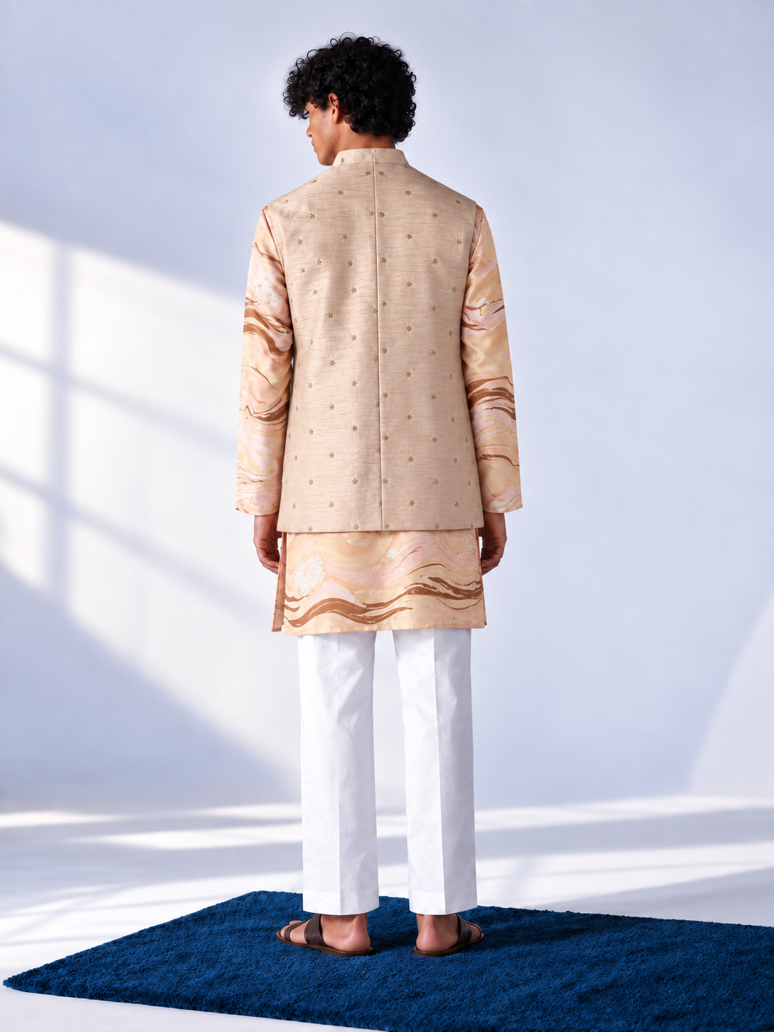 Champagne Embroidered Marbled Bandi