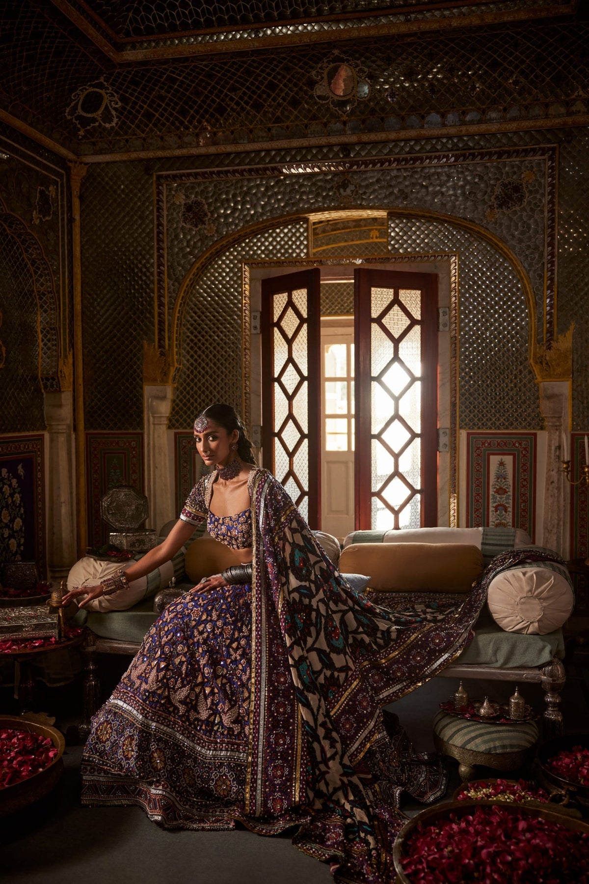 Purple Lehenga Set With Bird Embroidery