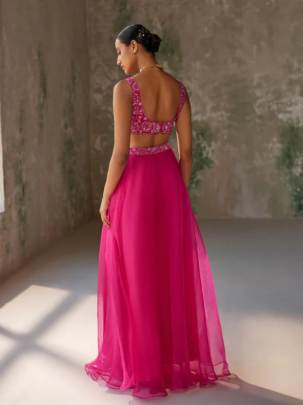 PANSY HOT PINK ORGANZA JACKET SET