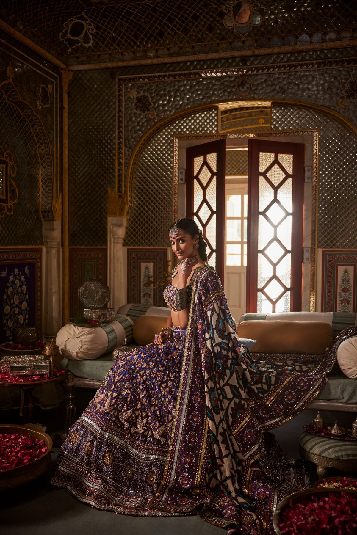 Purple Lehenga Set With Bird Embroidery