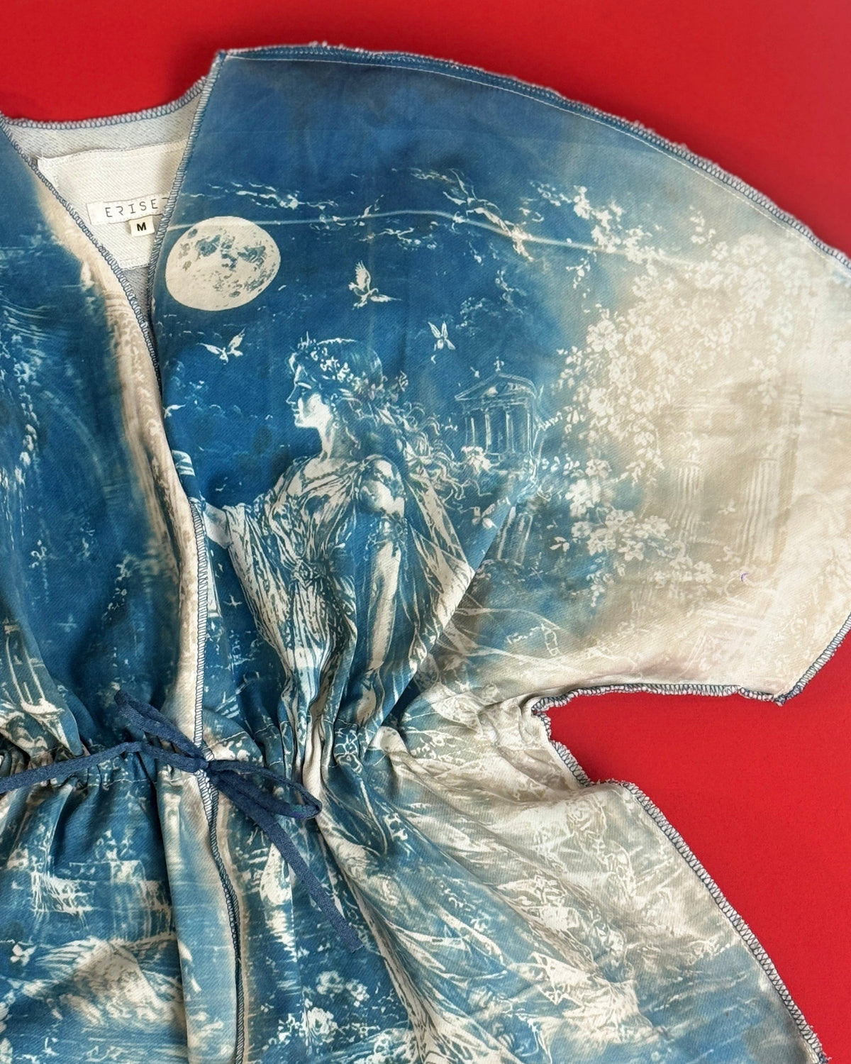 Roman Reverie Tie-Up Denim Blouse