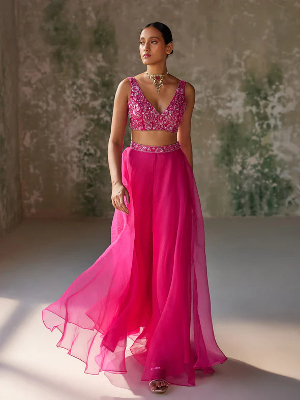 PANSY HOT PINK ORGANZA JACKET SET