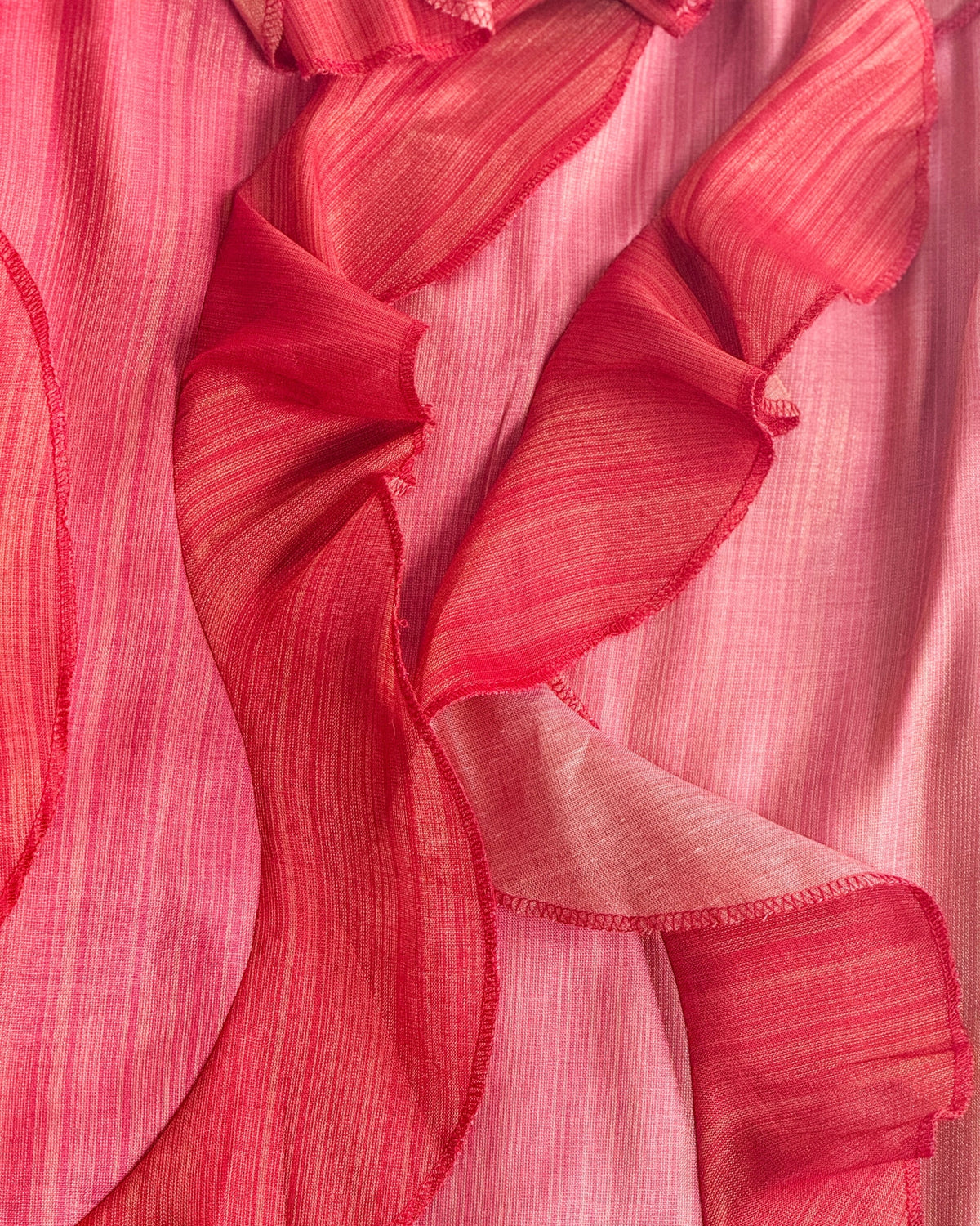 Ruffle Overlay Top – Coral Rose