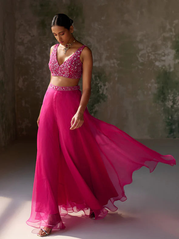 PANSY HOT PINK ORGANZA JACKET SET