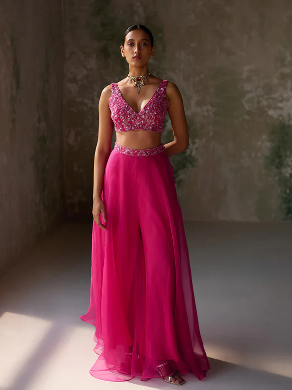 PANSY HOT PINK ORGANZA JACKET SET