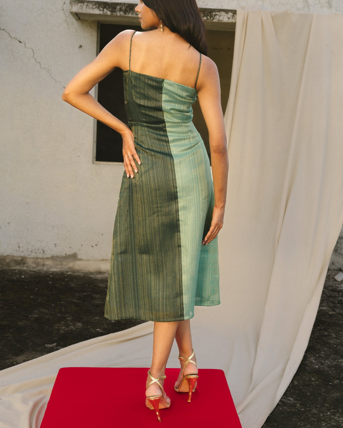 Bias-Draped Dress - Forest Silk
