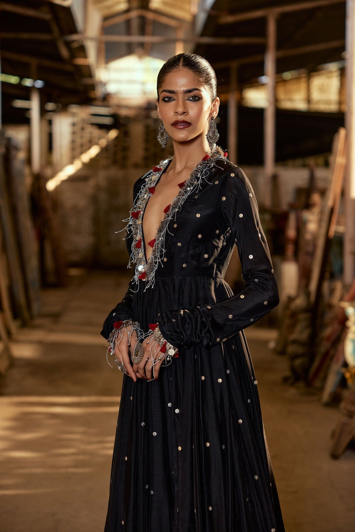 ANARKALI WITH KIRAN LACE AND CHURIDAR