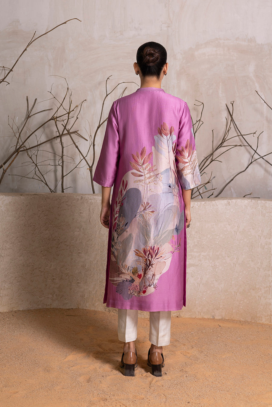 Lavender Silk Chanderi Printed Tunic (1 PC)