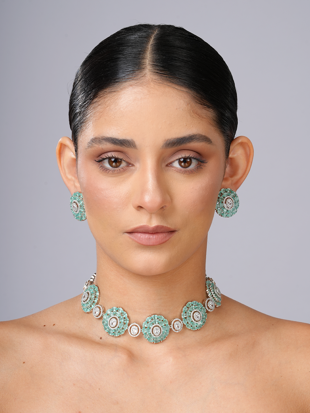 Aqua Rosette Necklace