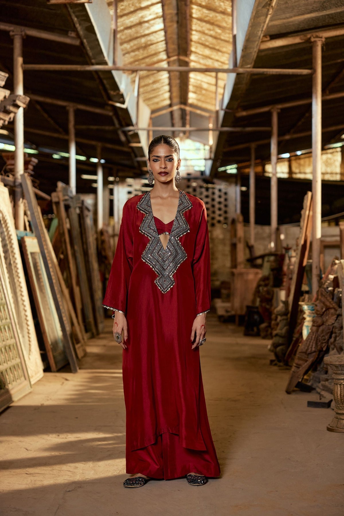 MAROON KAFTAN WITH PANTS