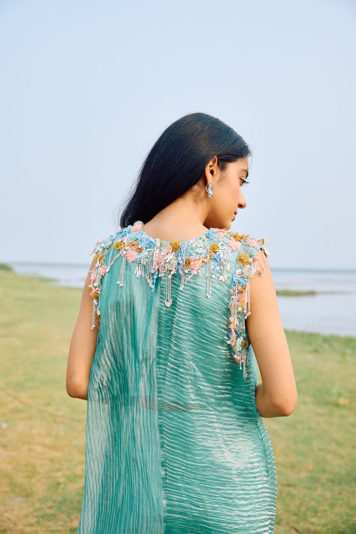 BIAS CAPE SET PAIRED WITH FLARED PANT