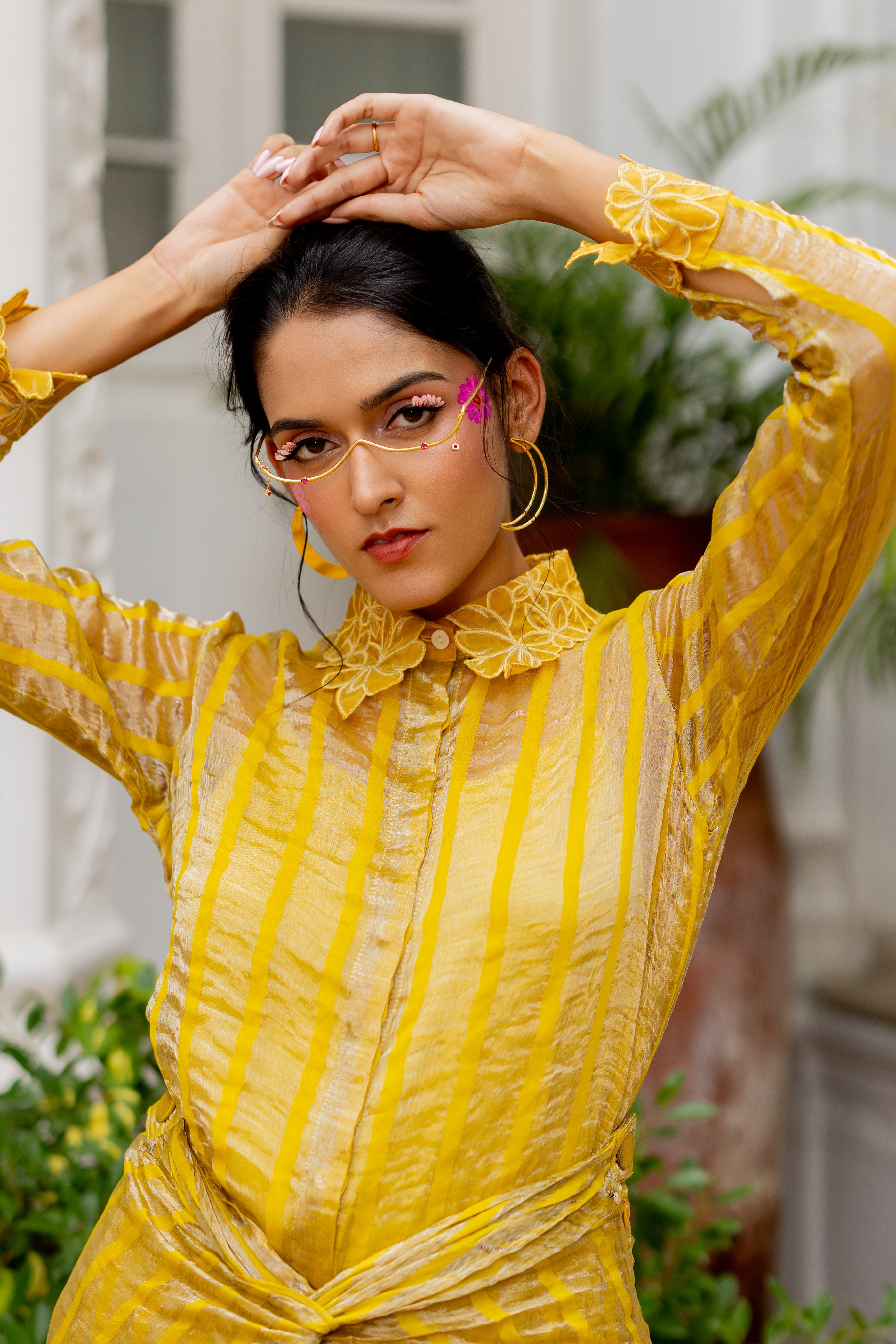 YELLOW SHIRT WITH DRAPE SKIRT (Alicia)