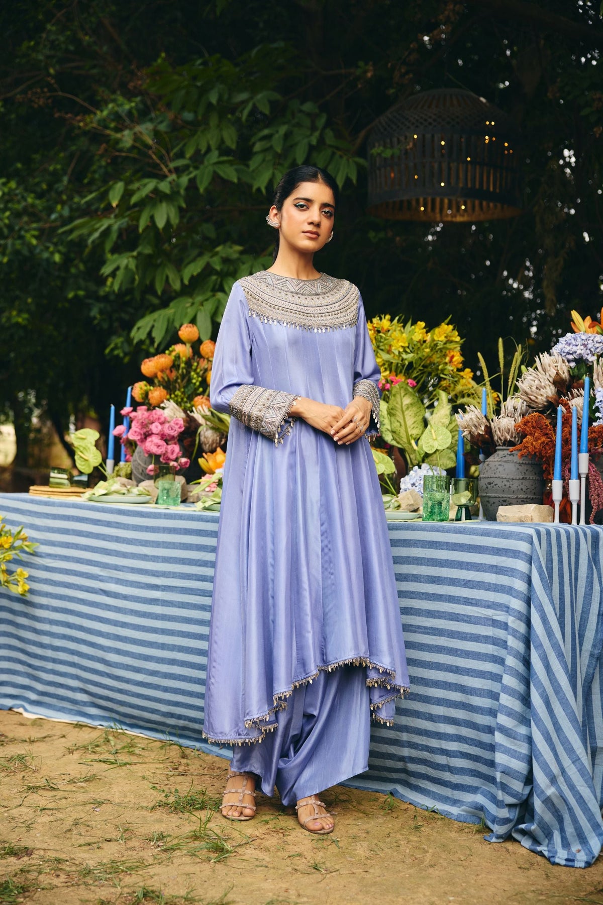 HIGH -LOW ANARKALI PAIRED WITH DHOTI