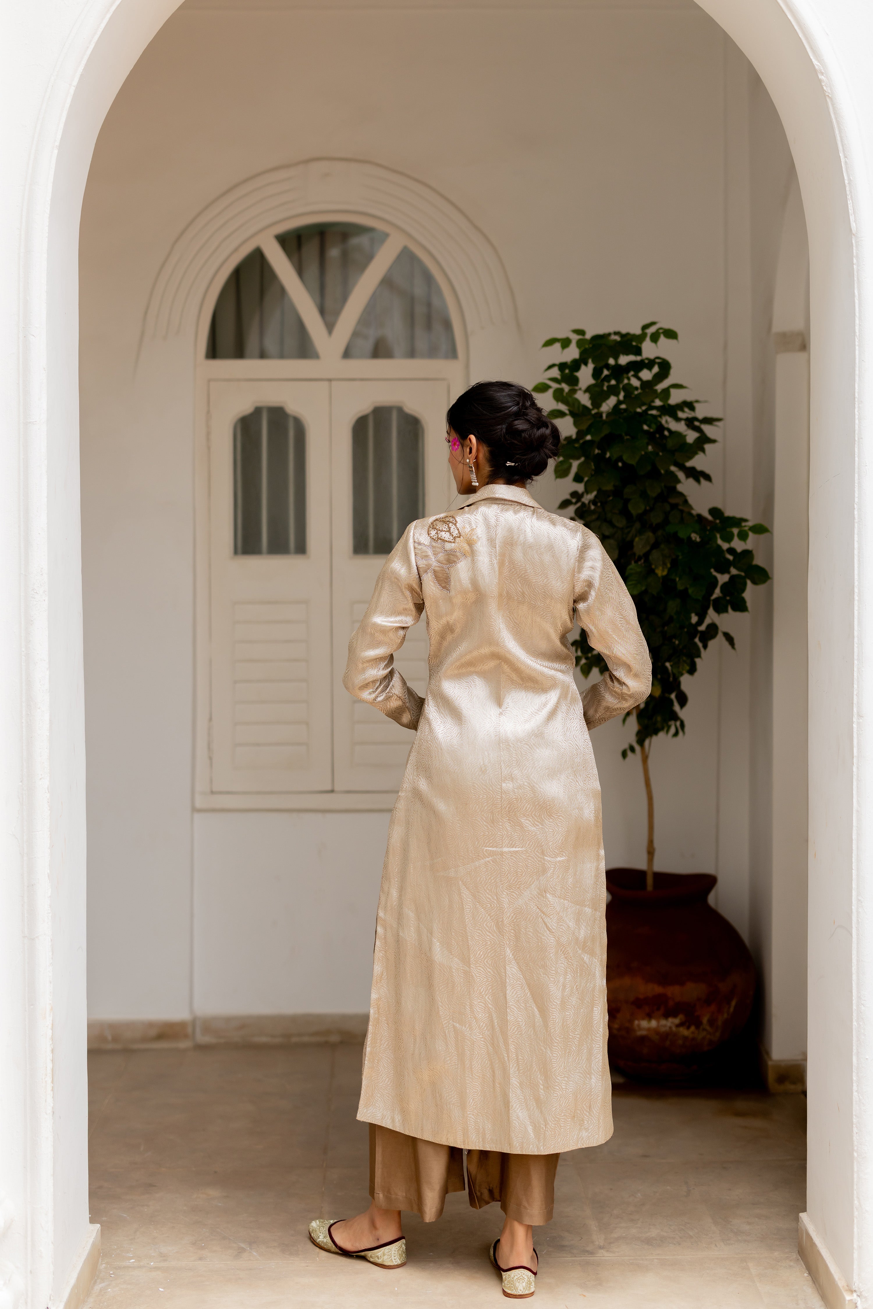 SNAKE PRINT JACKET WITH BROWN PANTS (Akshi)