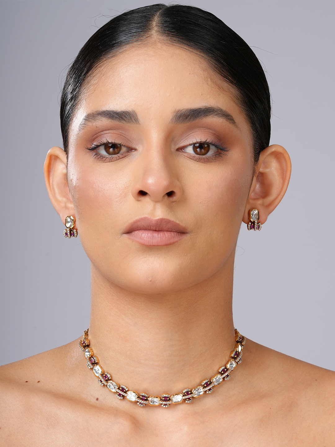 Ruby Polki Line Necklace
