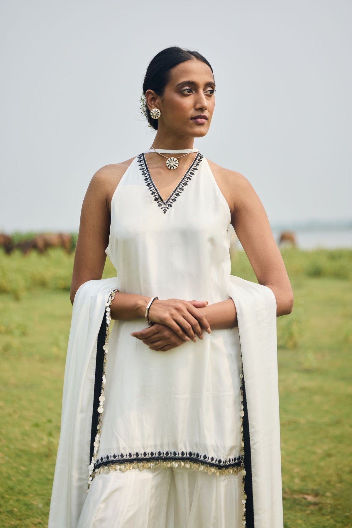 GHARARA PAIRED WITH SHORT KURTA AND DUPATTA