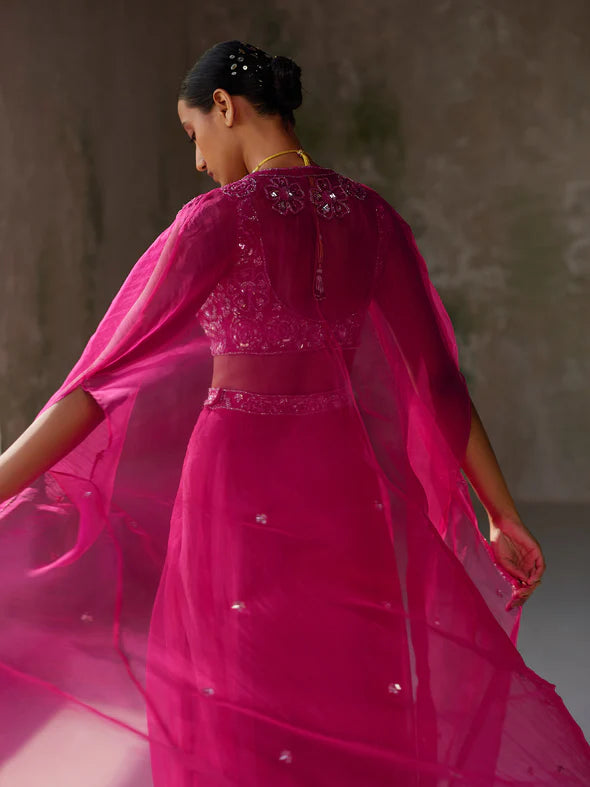 PANSY HOT PINK ORGANZA JACKET SET